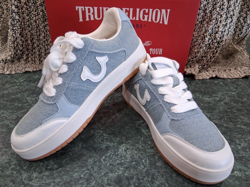 True Religion Kim Women's Denim Low Top Sneakers Shoes Size 8